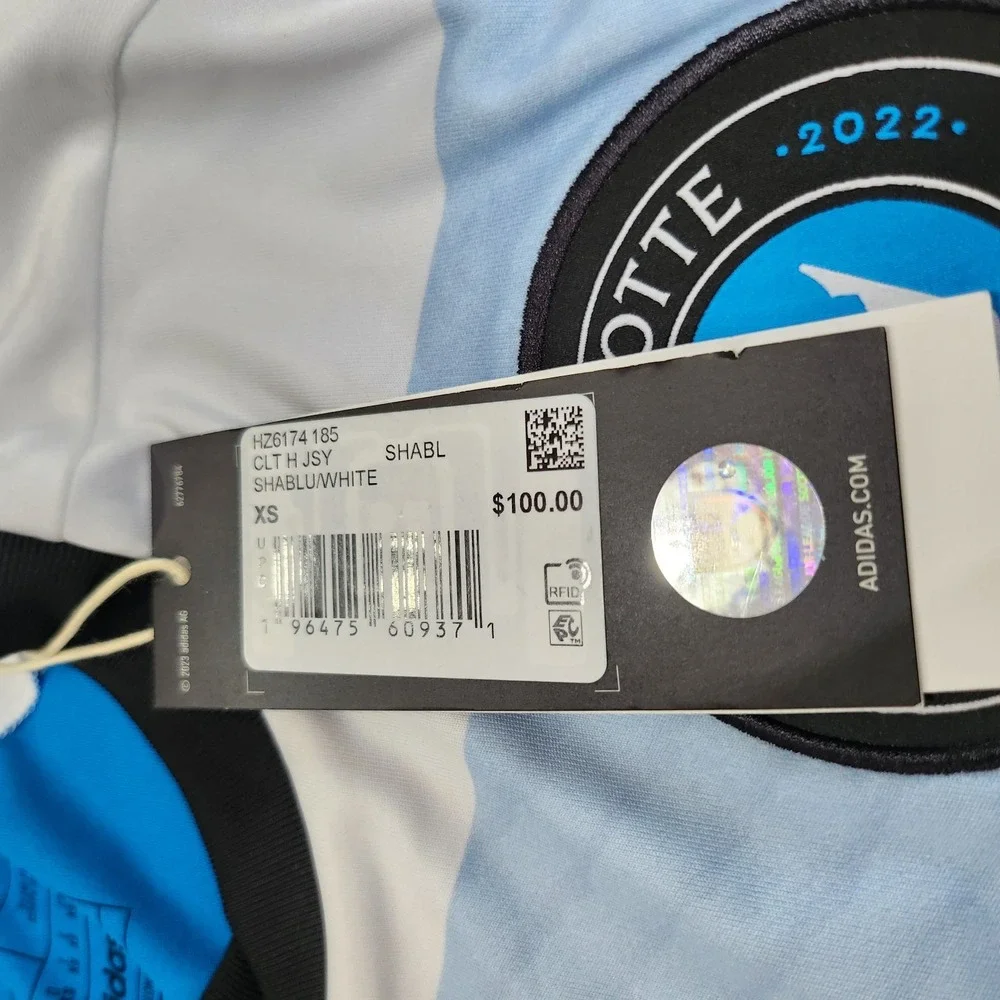 Mens Size XS Adidas Soccer Jersey MLS Charlotte FC 2023 Blue White HZ6174 185